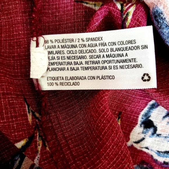 Boho Xhilaration Burgundy Floral Peplum Back Tie Up Top - Picture 8 of 9